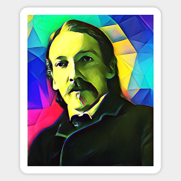 Robert Louis Stevenson Colourful Portrait | Robert Louis Stevenson Artwork 6 Magnet by JustLit